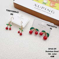 Boucles d'oreilles pendantes en acier inoxydable XUPING en forme de fraise et de cerise, vente en gros, pour femmes