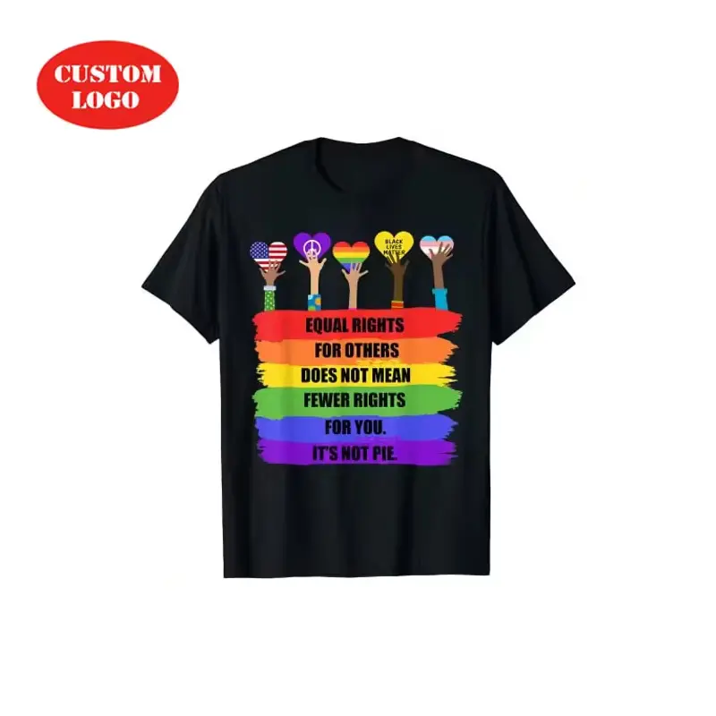 Vente O cou enfant adulte taille noir couleur surdimensionné coton arc-en-ciel Logo actif t-shirts pour la décoration extérieure