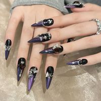 Faux ongles gothiques peints à la main, à pression, couvrance totale, fournisseur vérifié