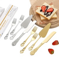 Ensemble de couverts en métal épaissi de style rétro Cour Impériale, comprenant couteau à gâteau, spatule et fourchette, pour fromage et pizza
