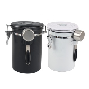 Couvercle hermétique de conception différente en acier inoxydable avec la date Valve de libération du cadran Cuillère Boîte à café - Product Image 3