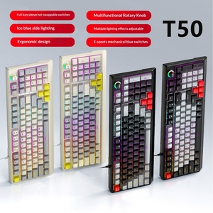 Clavier de jeu filaire <span class=keywords><strong>T50</strong></span>, éclairage RGB, interrupteurs bleus, bouton personnalisable, mécanique, remplaçable à chaud, pour ordinateur de bureau - Product Image 1