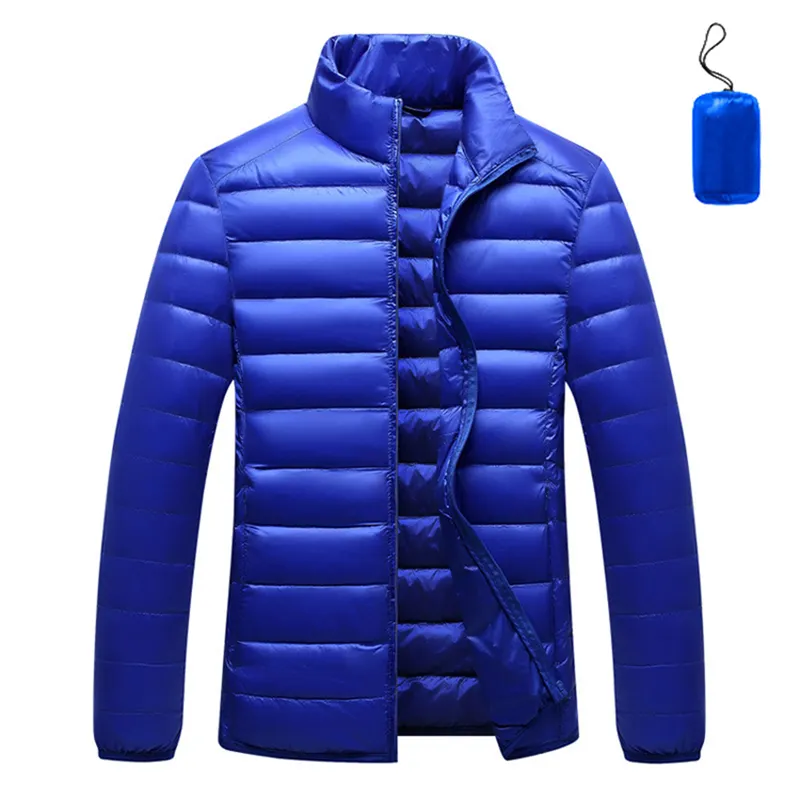 Chaqueta acolchada de plumón impermeable para hombre y mujer, chaqueta con estampado OEM, impermeable, Color azul cálido, Unisex