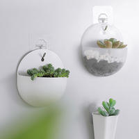 I1176 Pot de fleurs hydroponique mural blanc, vase suspendu, jardinière murale en plastique avec crochets
