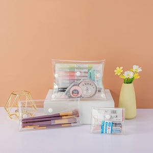 Sac à crayons transparent imperméable avec logo personnalisé, sac de rangement pour cosmétiques et maquillage, taille S/M/<span class=keywords><strong>L</strong></span>, utilisation scolaire et de bureau - Product Image 3