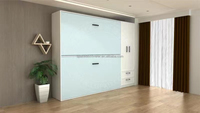 Lit superposé mural horizontal intelligent et personnalisable, gain de place, pliable, simple ou double