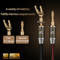 ATAUDIO OCC Câble de haut-parleur HIFi plaqué or Type Banana Y Prise plaquée or en fibre de carbone pour la connexion du moniteur de l'amplificateur de puissance