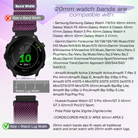 Bracelets de montre ajustables et extensibles de 20 mm (unisexe), bracelet de montre de 20 mm pour bras/cheville/triceps pour montre connectée / montre universelle