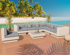 Juego de Sofás de Mimbre Blanco de Lujo Estilo Americano para Exteriores, Playa o Resort - Product Image 5