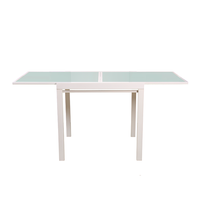 Extension de table pliante et extensible, avec mécanisme à dessus en verre