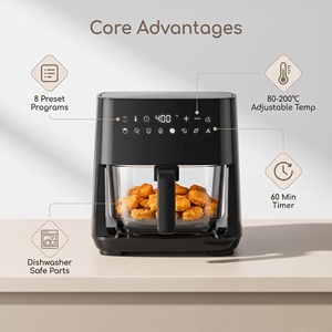 <span class=keywords><strong>Friteuse</strong></span> à air numérique 1350W 4,5L en verre borosilicate haute résistance, avec revêtement antiadhésif PTFE, protection contre la surchauffe et design moderne - Product Image 3