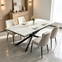Table à manger extensible en pierre frittée, 8 places, avec structure métallique, pour cuisine, vente en gros, fabricant