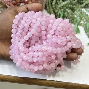 ลูกปัดโรสควอตซ์ธรรมชาติลูกปัดกลม8มม. สำหรับทำสร้อยคอลูกปัดอัญมณี - Product Image 4