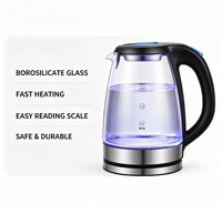 Bouilloire électrique en verre de 2,5 L avec commande mécanique, arrêt automatique, protection contre l'ébullition à sec, 1500 W, ébullition rapide, base rotative à 360°
