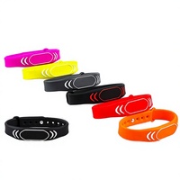 Bracelet en silicone RFID personnalisable avec mini-étiquette, 13,56 MHz, puces 1K S50 F08 213 216 EM4305 Tk4100 T5577, étanche et réglable pour l'accès