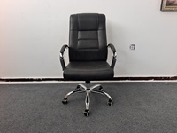 Chaise de bureau pivotante inclinable en cuir noir pour la maison et le bureau