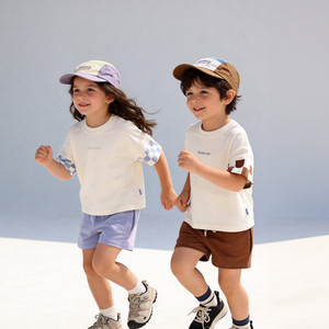 Vêtements pour enfants en coton biologique 95% et élasthanne 5%, ensembles de vêtements tendance pour garçons, ceinture de sécurité, vêtements d'été pour bébés - Product Image 1