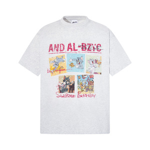 T-shirt Oversize da Uomo Personalizzata all'Ingrosso di Alta Qualità 100% Cotone 250gsm con Personaggi dei Cartoni Animati <span class=keywords><strong>Tom</strong></span> e <span class=keywords><strong>Jerry</strong></span> - Product Image 3