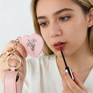 Personalized Engraved Birth Flower <b>Lipstick</b> Bag, <b>Lipstick</b> <b>Case</b> With Mirror, Custom Name Anti Lost Lip Balm Storage Holder - Product Image 5