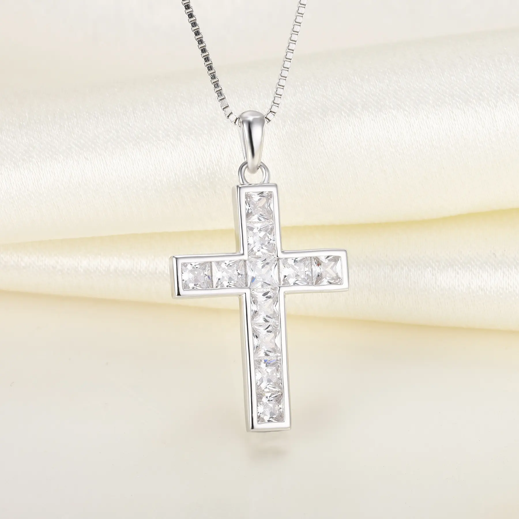 Stylish 925 sterling silver Cross Necklace Jewelry European classic Hiphop cross pendant necklace for men