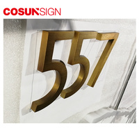 Cosun – lettre murale en laiton 3d, maison brossée, découpe laser, extérieur, métal massif, signe de lettre en laiton