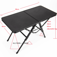 Table à cartes pliante carrée à cadre métallique avec dessus en aluminium Pieds réglables pliables en deux pour adultes, intérieur et extérieur