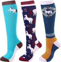 Qualité supérieure Chaussettes d'équitation équestres à tricoter sans couture personnalisées Logo antidérapant positionné en bas