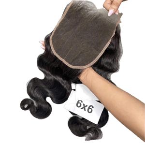 马来西亚体波6x6蕾丝闭合100% 人发自由部分闭合薄透明高清蕾丝正面闭合5x5 4x4 - Product Image 1