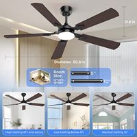 Kipas Angin Plafon Modern Crazypai 52-Inci dengan Lampu, Motor DC Reversibel, 3CCT LED, Remote Control untuk Kamar Tidur, Ruang Tamu, Apartemen |   Dibuat