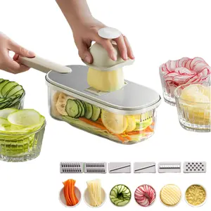 Sáng tạo đa-blade Rau băm nhỏ Cutter của nhãn hiệu thép không gỉ Slicer với tay bảo vệ cống container cho nhà bếp - Product Image 6