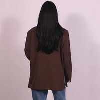 Jas Wanita Lengan Pendek Bahan Polyester Model Santai Kerah Notch Jahitan Rapi Butik Pakaian Luar OEM ODM