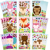 Lot de 8 autocollants de Pâques à visages interchangeables, étiquettes découpées personnalisées originales Kawaii, autocollants décoratifs imperméables pour journal, scrapbook, cadeau