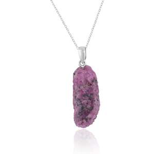 Gemkora Pink <b>Ruby</b> Pendant <b>Necklace</b> Natural Raw Crystal Rough Gemstone Energy Healing Stone Daily Wear Trendy - Product Image 1