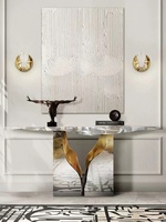 Plate-forme d'entrée de luxe légère Designer Art Sense Armoire de couloir Table de salon Console en acier inoxydable