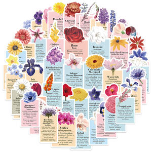 50PCS estilo de tinta romántico floral significado simbolismo literatura flor lenguaje pegatina - Product Image 2