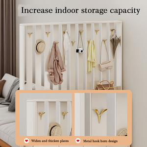 Mueble de Entrada Moderno y Minimalista Estilo Crema con Ganchos para Abrigos, Gran Capacidad, Multifuncional, Ecológico, <span class=keywords><strong>Zapatero</strong></span> de Madera - Product Image 4