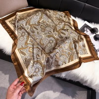 Écharpe en satin de soie numérique de luxe pour femme, motif carré imprimé, avec motif et logo personnalisables - Châle et bandana