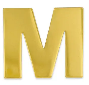 2021 Top Sale Custom Gold Plated Alphabet Letter M Hard Metal Lapel Pin Brooch Badge Silver Letter R with Packaging Bag Pouch
