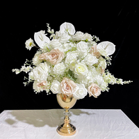 Arrangement floral artificiel blanc et rose pâle réaliste, boules de fleurs en soie de 50 cm pour la décoration de mariage, de baby shower et de fête