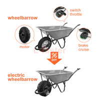 Kit de conversion de moteur pour brouette électrique agricole 14 pouces 500W, moteur moyeu sans balais 24V basse vitesse, batterie lithium, frein à disque