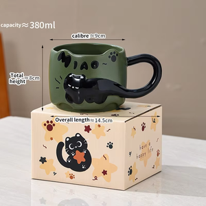 Creative Cartoon Cat Ceramic Coffee <b>Mug</b> Personalized Back School Gift Reusable Funny Zenidoo L-583 Hand Grip Color <b>Box</b> Packaging - Product Image 2