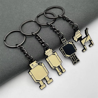 Retro Pixel Roboterhund Emaille-Schlüsselanhänger Gunmetal-Plattiert Schwarz Beige für Tech-Fans Nostalgische Sammler Party-Gastgeschenke Alltags-Accessoire