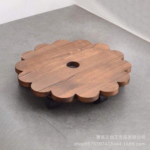 Wooden Plant Support <b>Rack</b> Round With Lockable Casters Standing Type For Home Storage <b>Shelves</b> - Product Image 3