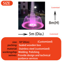Air Mancur Menari Musik DMX512 Stainless Steel yang Dapat Diprogram, Pertunjukan Air Interaktif Cerdas dengan Jet Tinggi LED RGB Sirkular untuk Plaza Resort