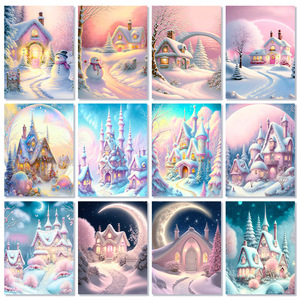 SONGWOOART Pintura de Diamantes 5D con Escena de Castillo de Nieve, Decoración para el Hogar, Imagen de Castillo Impresa con Pedrería, Arte de Diamantes DIY - Product Image 1