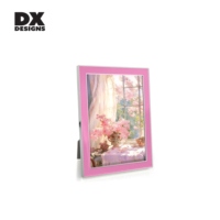 Bingkai Foto Logam Berlapis Email Merah Muda Hijau Modern Mewah Desain DX, Bingkai Foto Minimalis dari Paduan Aluminium untuk Meja, Hadiah Pernikahan