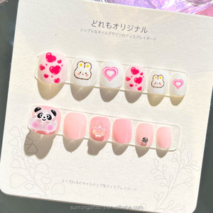 <span class=keywords><strong>Faux</strong></span> ongles pour enfants en gros, extensions d'ongles artificiels, mignons dessins animés, faits à la main, en ABS, strass 3D, ongles à presser pour petites filles - Product Image 4