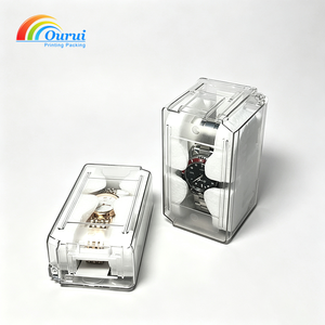 Caja rectangular de acrílico para reloj con inserto de espuma, estuche protector con cierre a presión para almacenamiento y exhibición de relojes - Product Image 6