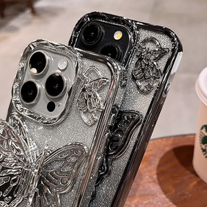 เคสโทรศัพท์แบบตั้งได้ 3 มิติ ลายผีเสื้อเคลือบกลิตเตอร์ สำหรับ iPhone 16 15 14 13 12 11 Pro Max ป้องกันการตกกระแทก - Product Image 6