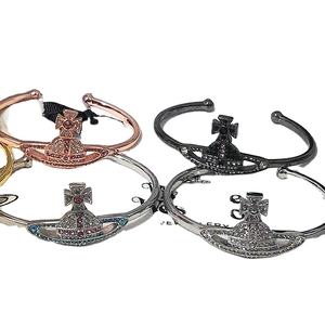 Brazalete de Latón con Diamantes Brillantes KiKa, Diseño de Saturno Grande, Elegante, Sencillo, de Alta Gama, que Realza la Belleza - Product Image 1